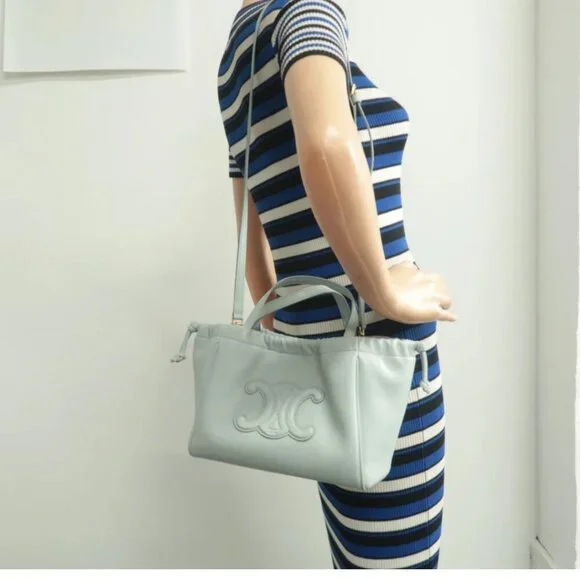 100% Authentic CELINE Blue Leather Satchel - Picture 12 of 12